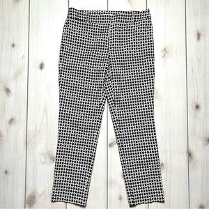 Anne Klein Director Black & White Printed Jacquard Straight Ankle Dress Pants